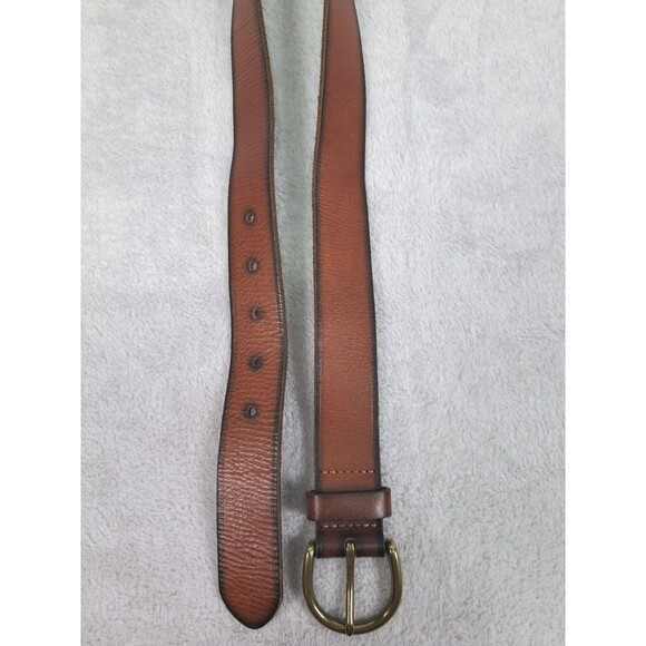 Madewell Brown Leather Belt Womens Small Distressed Brass Buckle Country Classic - Picture 3 of 10